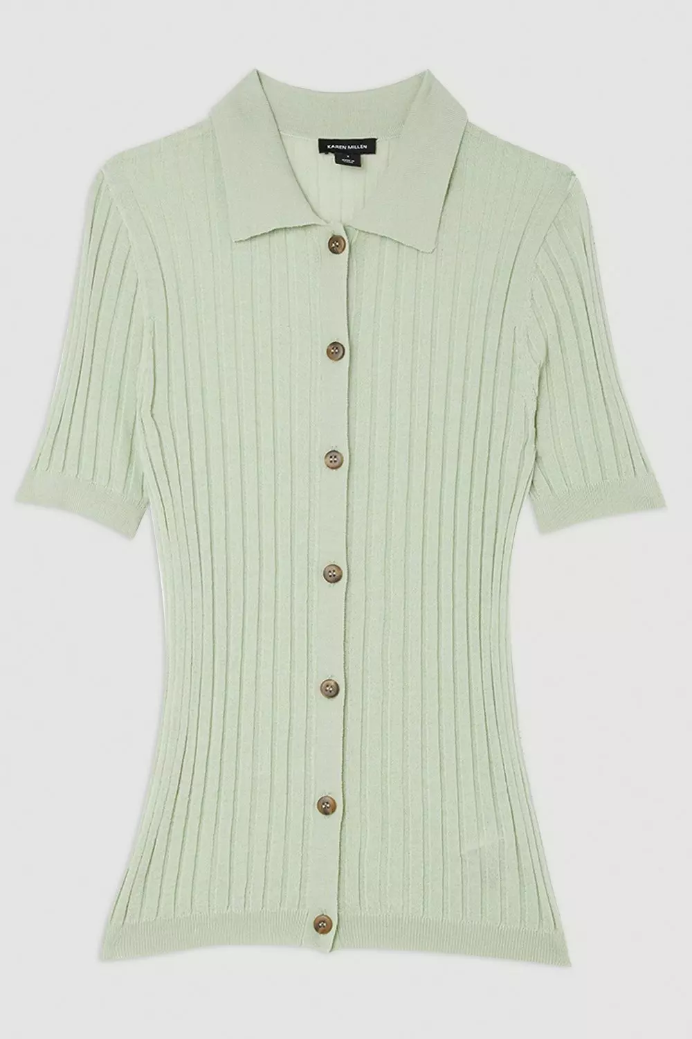Lightweight Viscose Blend Summer Knit Polo Shirt | Karen Millen